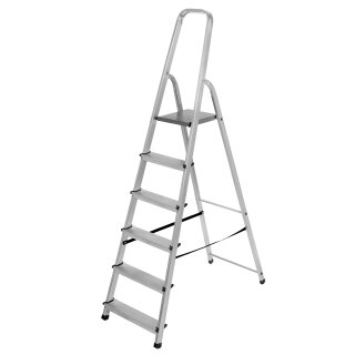 Alu Stehleiter 6 Stufen Klappleiter Mehrzweckleiter...