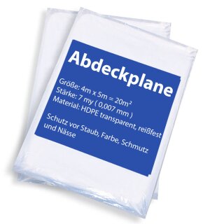 Baufolie Malerplane Abdeckfolie Plane 4x5m Malerfolie 7my 50 Stück