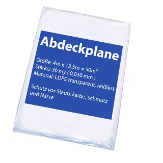 5 x Abdeckfolie Plane 4x12, 5m Baufolie Schutzfolie...