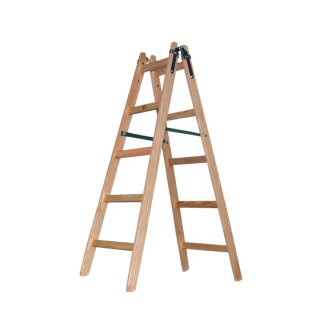 Zweiseitige Holzleiter 2 x 5 Stufen Leiter Trittleiter Klappleiter